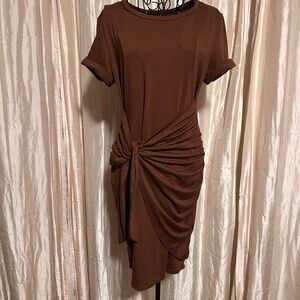 Sophisticated Brown Midi Dress